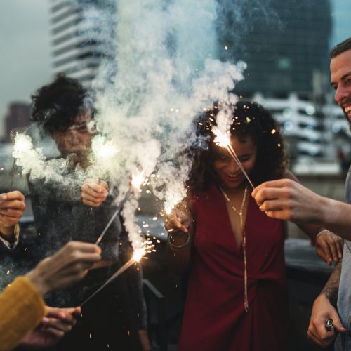 Group of friends having a party
